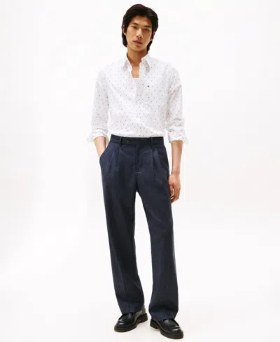 Tommy Hilfiger Men's Small Print Flex Poplin Shirt In White