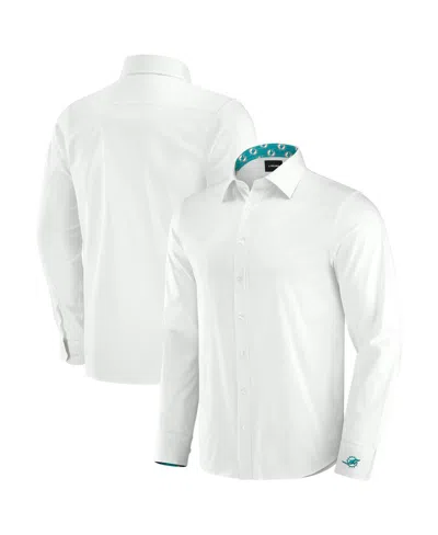J. Palmer Men's White Miami Dolphins Man-in-motion Long Sleeve Button-up Dress Shirt In Multi