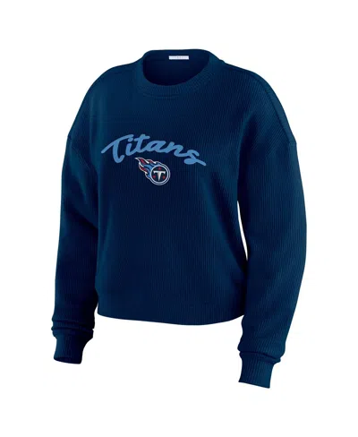 Wear By Erin Andrews Women's 2-piece Cream Tennessee Titans Plus Size Knitted Tri-blend Long Sleeve T-shirt And Pants Lou In Multi