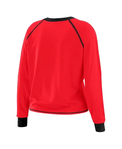 Wear By Erin Andrews Women's Red/black Atlanta Falcons Tie-front Long Sleeve Top In Red