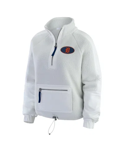 Wear By Erin Andrews Gray Detroit Tigers Polar Fleece Quarter-zip Jacket In White