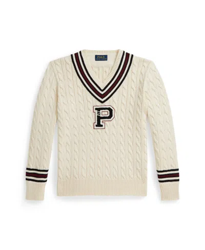 Polo Ralph Lauren Ralph Lauren Cotton Cricket Letter Sweater In White