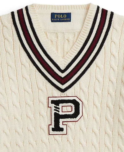 Polo Ralph Lauren Ralph Lauren Cotton Cricket Letter Sweater In White