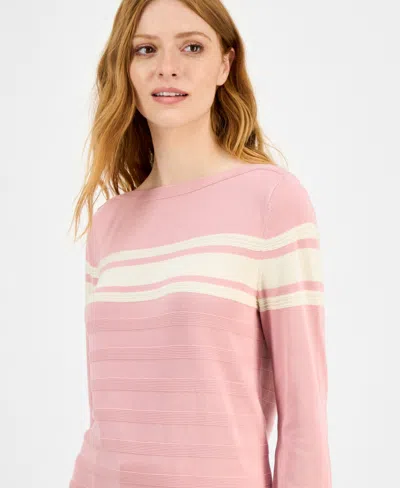 Nautica Jeans Women's Cotton Boat-neck Textured Sweater In Multi