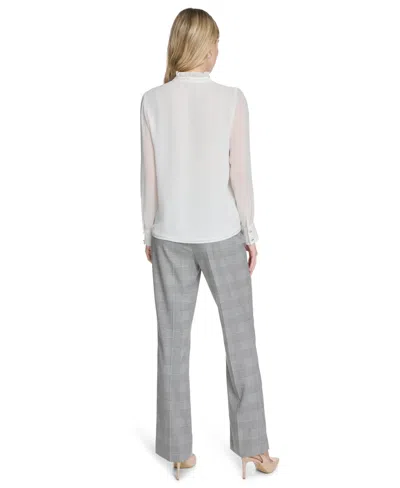 Calvin Klein Women's Ruffle-front Blouse In White
