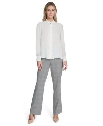 Calvin Klein Women's Ruffle-front Blouse In White
