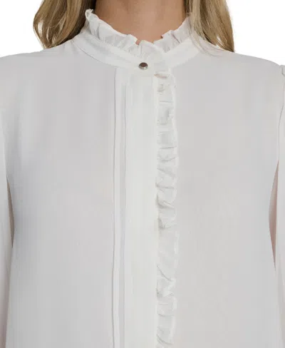 Calvin Klein Women's Ruffle-front Blouse In White
