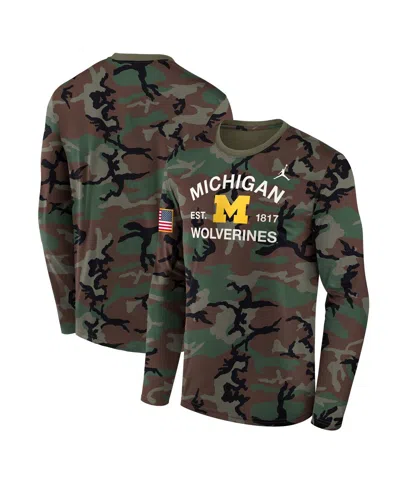 Jordan Men's Camo Michigan Wolverines 2025 Military Appreciation Legend Dri-fit Long Sleeve T-shirt In Multi