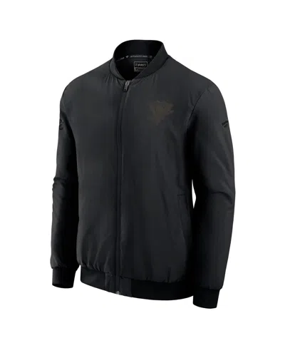 Fanatics Men's Black Pittsburgh Penguins Authentic Pro Road Lightweight Full-zip Bomber Jacket In Black