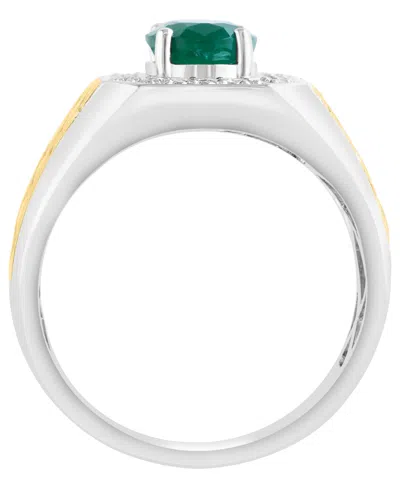 Effy Collection Men's Diamond (1/3 Ct. T.w.) And Emerald (1-1/2 Ct. T.w.) Ring In 14k Two Toned Gold In Multi