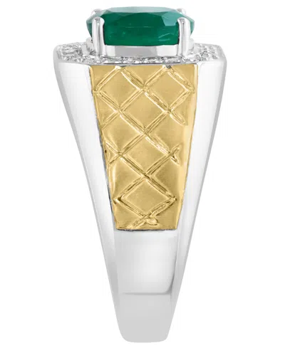 Effy Collection Men's Diamond (1/3 Ct. T.w.) And Emerald (1-1/2 Ct. T.w.) Ring In 14k Two Toned Gold In Multi