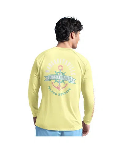 Margaritaville Men's Yellow Green Bay Packers  Rock Harbor Long Sleeve Rash Guard Top In Yellow