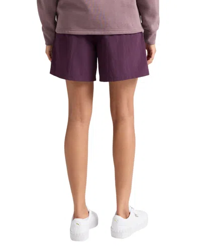 Puma Women's Essential Woven Pin Loose Fit Tuck Shorts In Purple