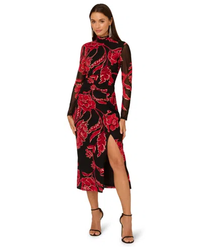 Adrianna Women's Mock Neck Ruched Maxi Dress In Brown