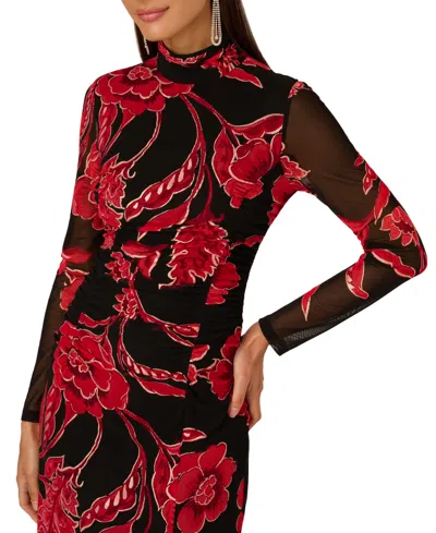 Adrianna Women's Mock Neck Ruched Maxi Dress In Brown