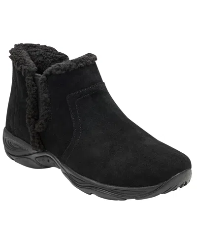 Easy Spirit Women's Eastin Soeasy Cozy Suede Walking Booties In Black
