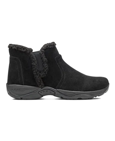 Easy Spirit Women's Eastin Soeasy Cozy Suede Walking Booties In Black