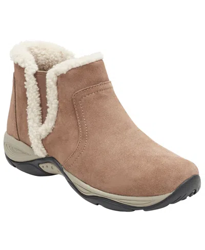 Easy Spirit Women's Eastin Soeasy Cozy Suede Walking Booties In Brown