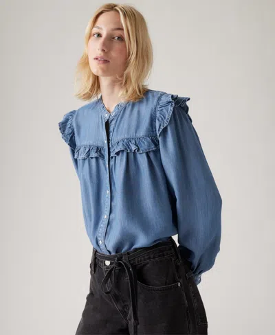 Levi's Gianna Long Sleeve Blouse In Blue