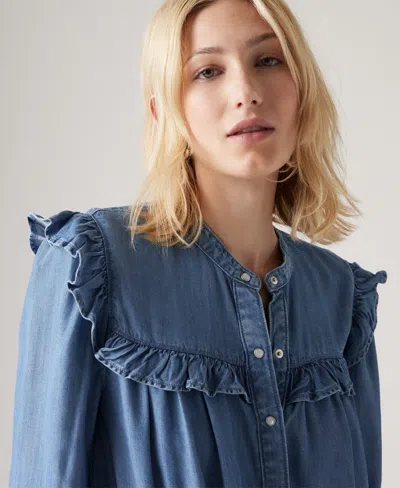 Levi's Gianna Long Sleeve Blouse In Blue