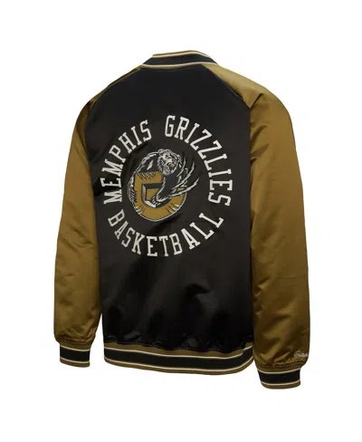 Mitchell & Ness Men's Olive/black Memphis Grizzlies Clutch Satin Raglan Full-snap Jacket In Black