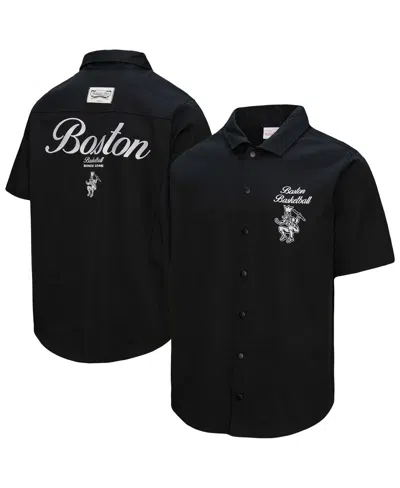 Mitchell & Ness Men's Black Boston Celtics Hardwood Classics Camp Shirt In Black