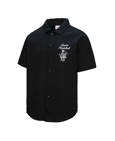 Mitchell & Ness Men's Black Boston Celtics Hardwood Classics Camp Shirt In Black