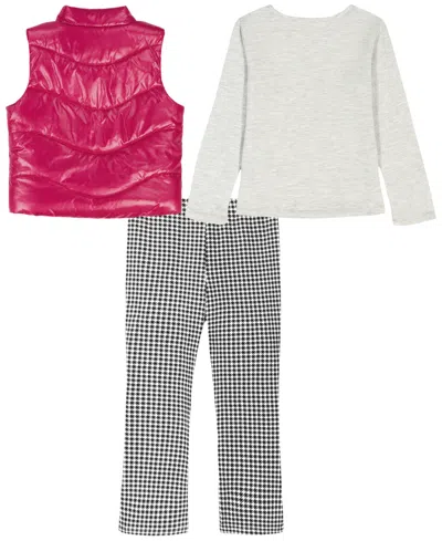 Kids Headquarters Girls 4t-6x 3-piece Vest, T-shirt And Leggings Set In Pink