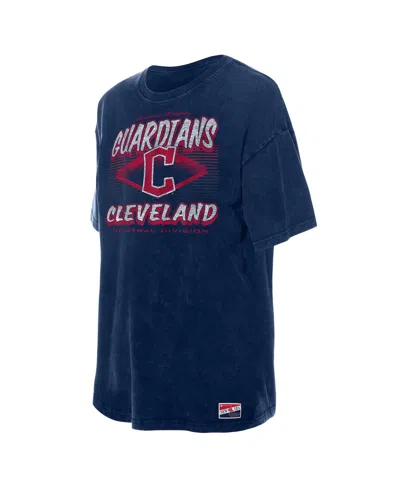 New Era Women's Navy Cleveland Guardians Mineral Wash Oversized T-shirt In Blue