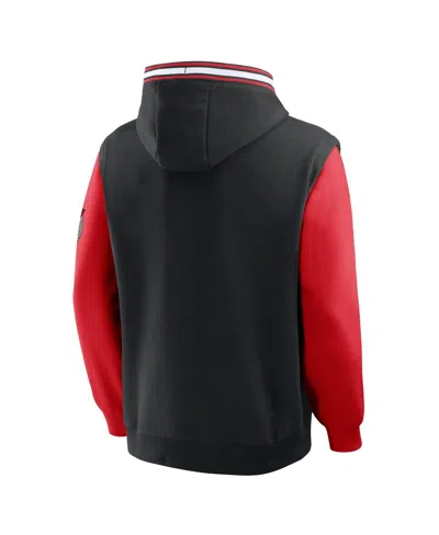 Fanatics Men's Black/red Portland Trail Blazers Half Court Shot Clock Fastbreak Hoodie In Black