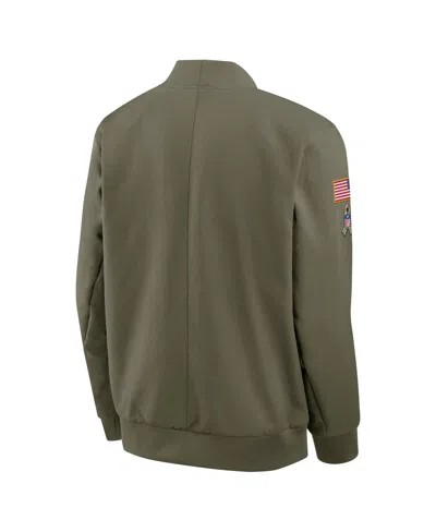 Nike Men's Olive Detroit Lions 2025 Salute To Service Sideline Full-zip Bomber Jacket In Green