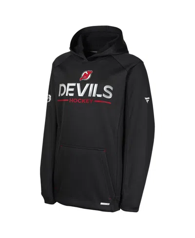Fanatics Big Boys And Girls Black New Jersey Devils Authentic Pro Rink Raglan Hoodie In Black
