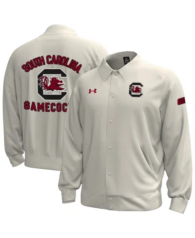 Under Armour Men's Stone South Carolina Gamecocks Gameday Icon Full-snap Fleece Jacket In Gray