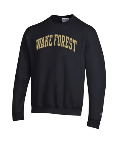 Champion Men's Black Wake Forest Demon Deacons Basic Arch Fleece Pullover Sweatshirt In Black