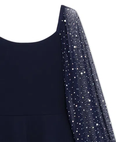 Speechless Big Girls Knee Length Long Sleeve Round Neck Dress In Blue