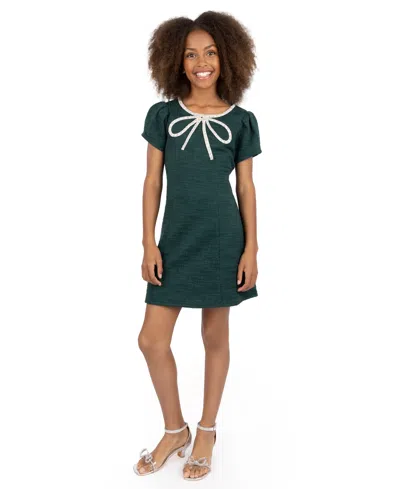 Speechless Big Girls Knee Length Round Neck Short Sleeve Dress In Green