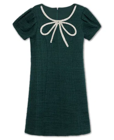 Speechless Big Girls Knee Length Round Neck Short Sleeve Dress In Green