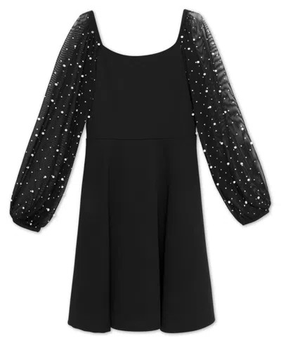 Speechless Big Girls Knee Length Long Sleeve Round Neck Dress In Black