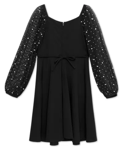 Speechless Big Girls Knee Length Long Sleeve Round Neck Dress In Black
