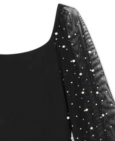 Speechless Big Girls Knee Length Long Sleeve Round Neck Dress In Black