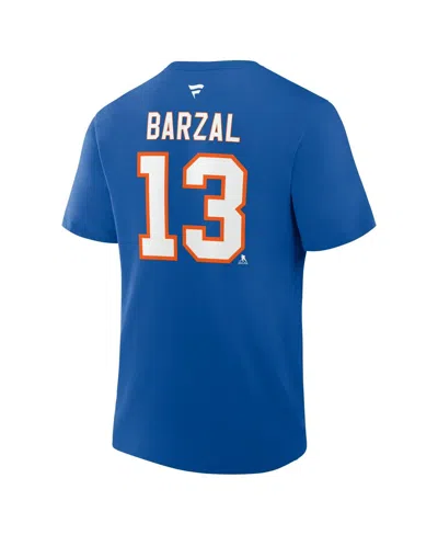 Fanatics Men's Mathew Barzal Royal New York Islanders Authentic Stack Name Number T-shirt In Blue