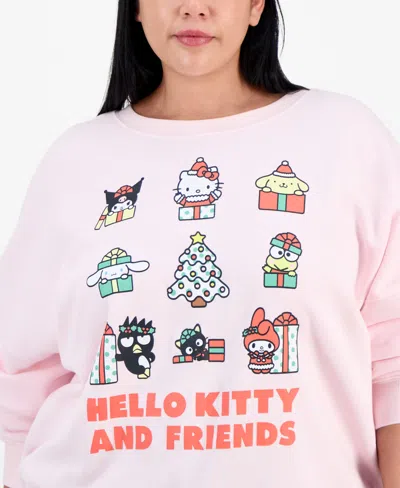 Grayson Threads, The Label Trendy Plus Hello Kitty & Friends Holiday Crewneck Sweatshirt In Pink