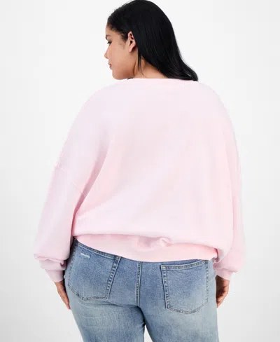 Grayson Threads, The Label Trendy Plus Hello Kitty & Friends Holiday Crewneck Sweatshirt In Pink