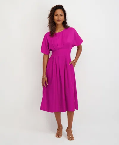 Kensie Women's Dolman-sleeve Cinched-waist Midi Dress In Pink