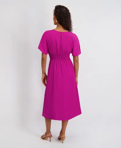 Kensie Women's Dolman-sleeve Cinched-waist Midi Dress In Pink