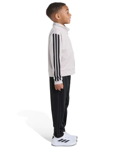 Adidas Originals Toddler And Little Boys 2t-7 Two Piece Long Sleeve, Three Stripes Jacket And Jogger Pant Set In Gray