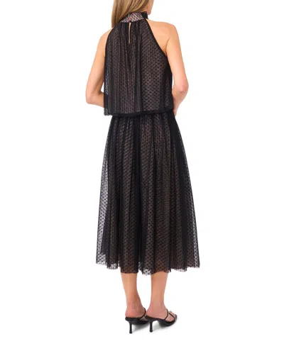 Cece Swiss Dot Tulle Top In Animal Print