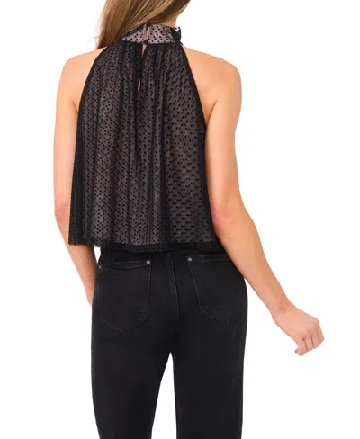 Cece Swiss Dot Tulle Top In Animal Print