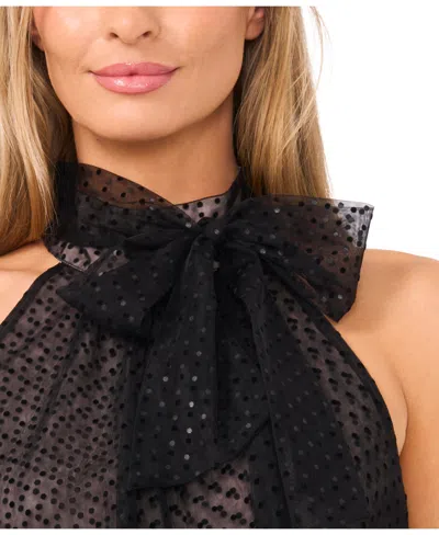 Cece Swiss Dot Tulle Top In Animal Print