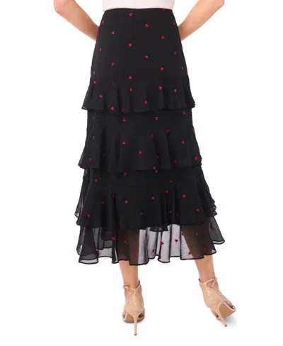 Cece Women's Tiered Ruffle Flounce Midi Skirt In Black